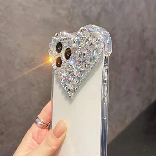 MOSEZA ile Uyumlu iPhone 13 Pro Max durumda, lüks Bling Taklidi 3D Elmas Aşk Durumda Sevimli Glitter Sparkle Yumuşak