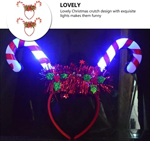 Toyvıan Santa Kafa Bandı Noel LED baston şeker Kafa Bantları: 2 adet Light - Up Cicili Bicili Kafa Bopper Yanıp Sönen