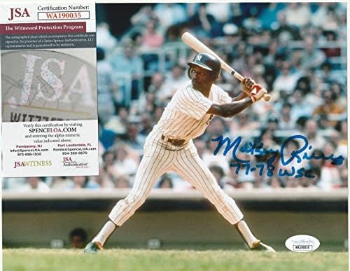 MİCKEY RİVERS NEW YORK YANKEES 1977-78 WS CHAMPS JSA KİMLİĞİ DOĞRULANMIŞ imzalı 8x10 İmzalı MLB Fotoğrafları