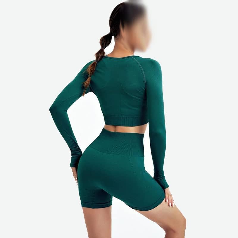 CCBUY Kadınlar Dikişsiz Yoga Seti Spor Giyim Egzersiz Spor Yüksek Bel Tayt Spor Spor Kırpma Üst (Renk: A, Boyut: Küçük)