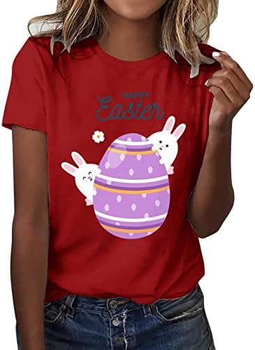 Mutlu Paskalya Gömlek Kadınlar için Sevimli Tavşan Yumurta Grafik kısa kollu t-shirt Ekip Boyun Casual Tee Tops Tatil