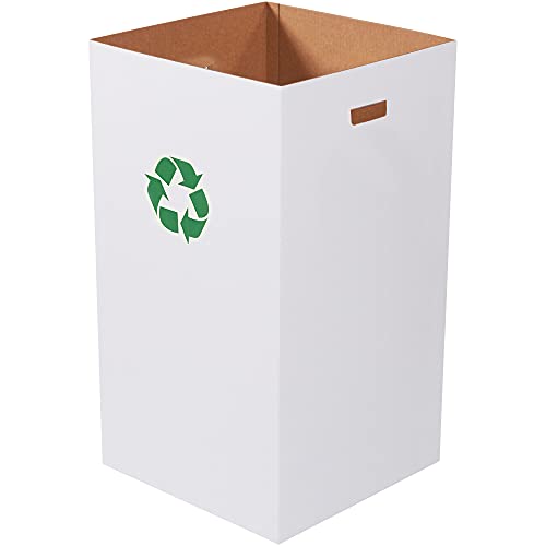Geri Dönüşüm Logolu Oluklu Çöp Tenekesi, 50 Galon, 18 x 18 x 36, Beyaz, 10 / Paket