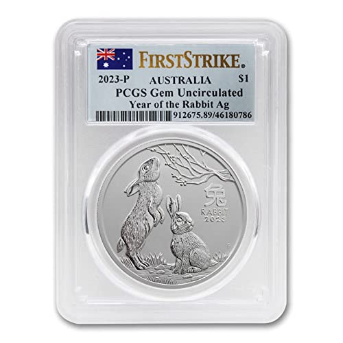 2023 P 1 oz Gümüş Avustralya Ay Serisi III Tavşan Yılı Madeni Para Mücevher Dolaşımsız (İlk Grev Bayrağı Etiketi)