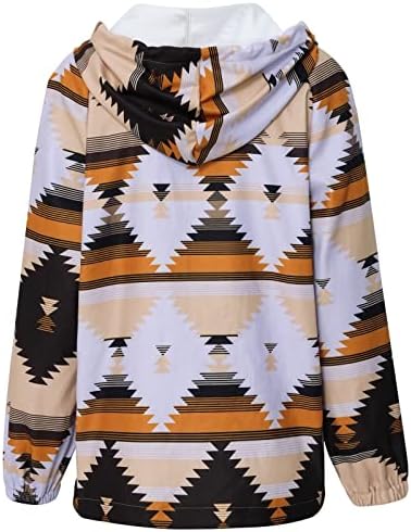 Rahat Sonbahar Palto Kadınlar için Tam Kollu Egzersiz Kapşonlu Yumuşak Fit Geometrik Tunikler Polyester Çeyrek Zip