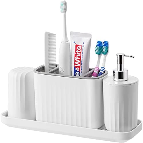 VİTVİTİ plastik diş fırçası tutucu, Banyo Organizatör Tezgah, Banyo Sayacı Asseccories Depolama Seti Bardak, Sabunluk,