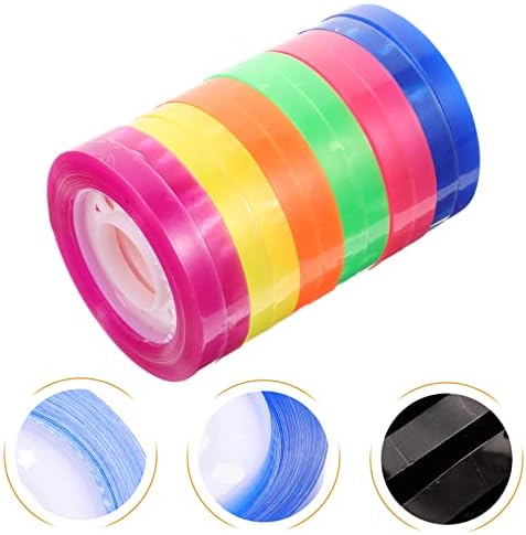 Tofficu Kırtasiye Malzemeleri 12 Rulo Renkli Plastik Bant İşaretleme Bandı Plastik Şerit Neon İşaretleme Bandı Kutu