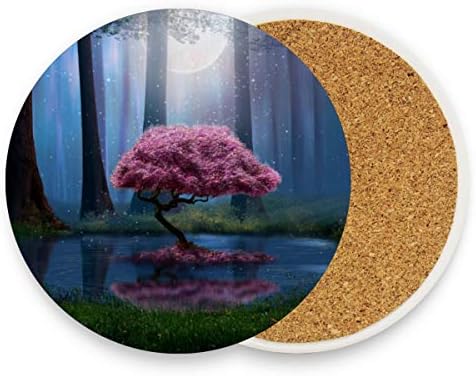S Husky Bardak İçecekler için Pembe Bitki Orman Aydınlık fincan altlığı Mantar Tabanı ile Fincan Mat Çeşitleri için