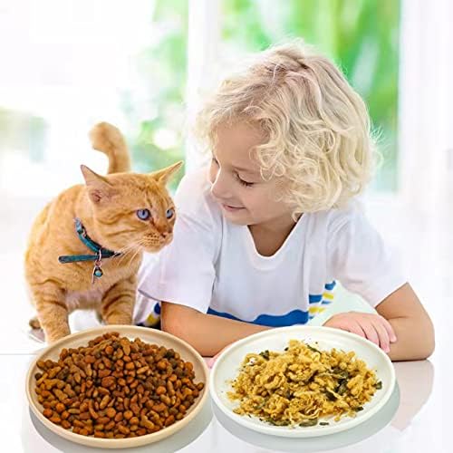 Seramik Kedi Kasesi, Yiyecek ve Su için Kedi Kaseleri, 6 inç Kremsi Düz Renkler Geniş Kedi Yemekleri, Bıyık Yorulmaz