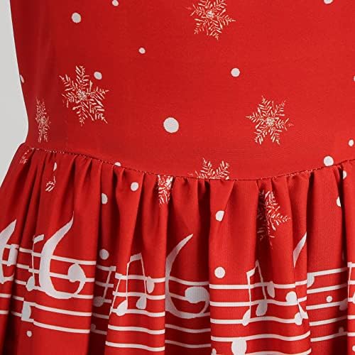 2022 Noel Elbise kadınlar için 1950s Vintage Altın Elbiseler Kar Tanesi Baskılı Noel Rockabilly Kokteyl Parti Elbise