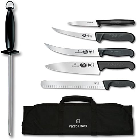 Victorinox Fibrox Pro Ultimate Rekabet Barbekü Seti, Bıçak Rulosu, 7 Parçalı