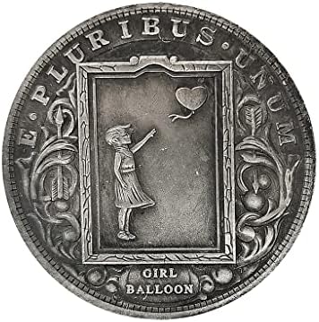 Balon Kız Retro Dolaşıp Paraları Sikke Oyma Antika Gümüş Dolar Sanat Oyun Koleksiyon Metal Süsler
