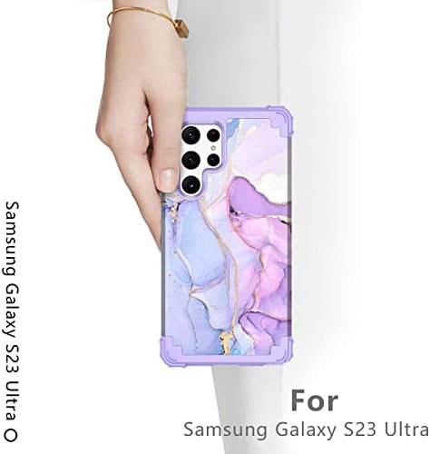 Hekodonk Samsung Galaxy S23 Ultra Kılıf, ağır Darbeye Dayanıklı Koruma Sert Plastik + Silikon Kauçuk Hibrid 3 in 1