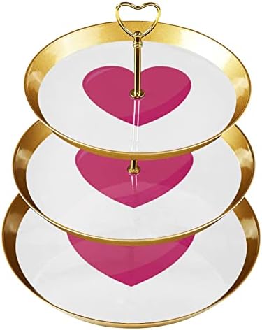 Kalp Cupcake Tutucu Pasta, 3 Katmanlı Plastik Altın Kek Standı Tatlı Masa, Cupcake Ağacı Kulesi Ekran Standı Pasta