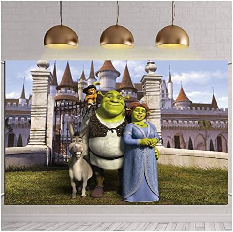 8x6ft Shrek Tema Fotoğraf Backdrop Kale Yeşil Canavar fotoğraf kabini Arka Plan Çocuklar için Shrek Tema Mutlu Doğum