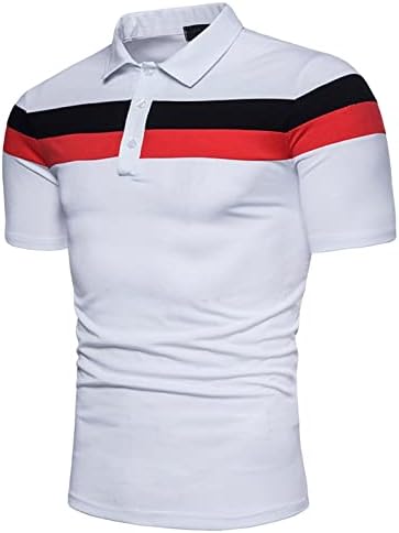 DGHM-JLMY erkek Dikiş Moda Kısa Kollu POLO GÖMLEK Pamuk Renk Blok Gömlek Yaz Rahat Yakalı Golf T-Shirt