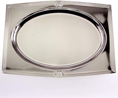 Maro Megastore (4'lü Paket) 15 inç x 10,9 inç Dikdörtgen Krom Gümüş Kaplama Ayna Servis Tepsisi Şık Basit Çiçek Desenli