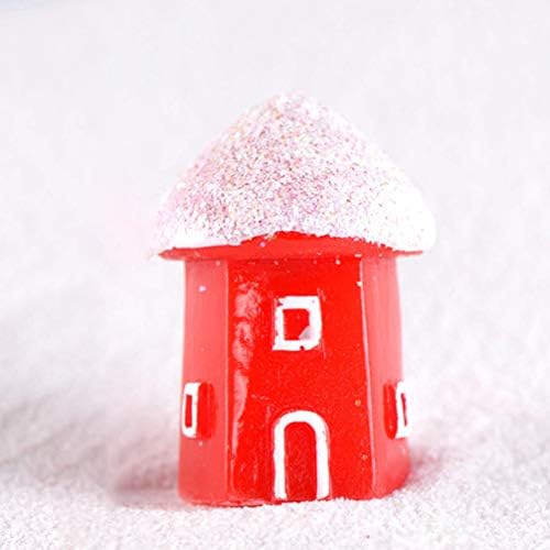 ISMARLAMA 8 adet Minyatür Noel Evi Kar Kırmızı Ev Modeli Noel Ağacı Süsler Tatil Kış Masaüstü Dekoratif Heykeli Çocuklar