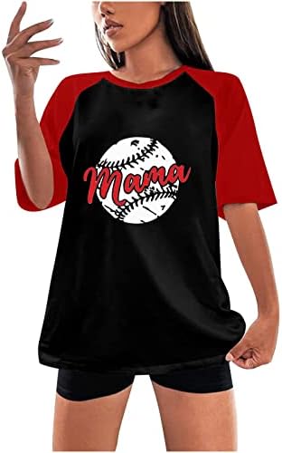 Raglan Beyzbol Gömlek Kadın Gevşek Yaz Üstleri Grafik Tee Mektuplar Baskı Kısa Kollu Ekip Boyun Jersey Genç Kızlar