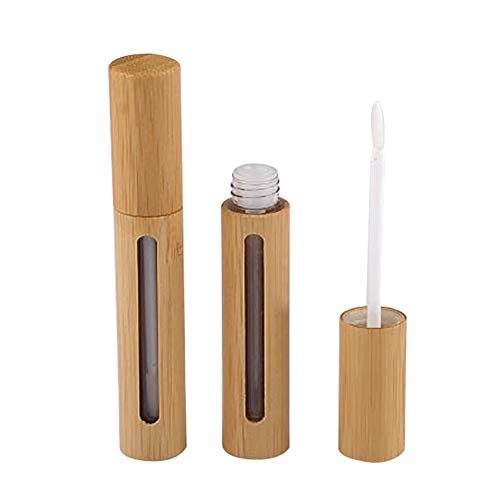 2 Adet 6ml (1 / 5oz) yeniden kullanılabilir Boş Bambu Dudak Parlatıcısı Tüpleri Dudak Balsamı Şişeleri Şişeler Kozmetik