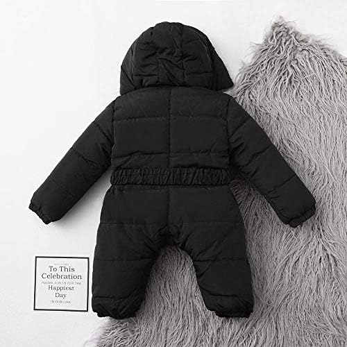 Kapüşonlu Ceket Erkek Tulum Ceket Bebek Bebek Romper Sıcak Giyim Kız Kış Erkek Bebek Kar (P-Siyah, 6-9 Ay)