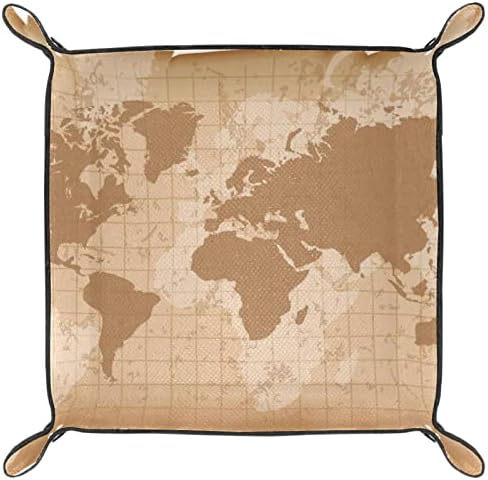 Vintage Dünya Haritası Toprak saklama kutusu Başucu Masaüstü Tepsi Değişim Anahtar Cüzdan bozuk para kutusu Tepsi