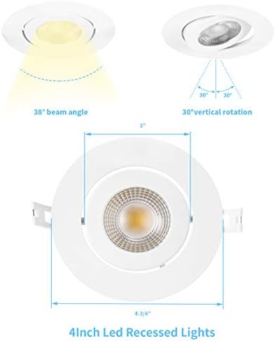 Gasonny 16 Paket Led gömme ışık 4 inç,Ayarlanabilir Göz Küresi Gimbal, Bağlantı Kutulu LED gömme aydınlatma 9 Watt