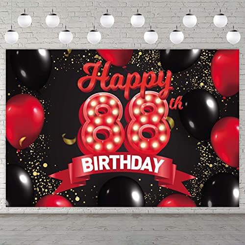 Mutlu 82nd Doğum Günü Kırmızı ve Siyah Afiş Zemin Süslemeleri Balonlar Tema Dekor Kızlar Kadınlar için Prenses 82