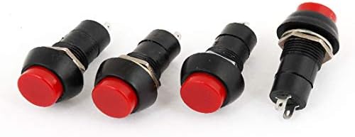 Yeni Lon0167 kırmızı şapka 2 Pin SPST N / O kapalı-(AÇIK) yuvarlak Mandallama Basma Düğmesi Korna Anahtarı 4 adet