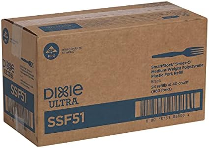 Dixie Ssf51 Smartstock Plastik Çatal Bıçak Takımı Dolum, Çatallar, Siyah, 40/Paket, 24 Paket / Karton