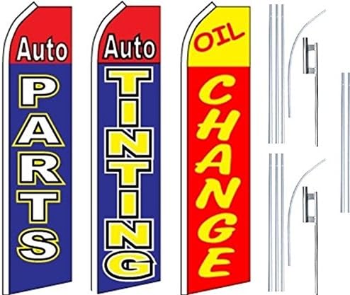 Otomobil Mağazası Hizmetleri Süper Bayrak 3'lü Paket ve Direkler - Otomobil Parçaları-Otomatik Renklendirme-Yağ Değişimi