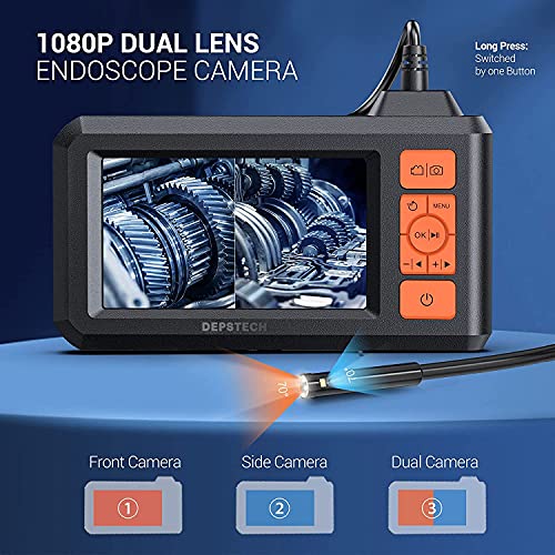 DEPSTECH çift Lens endüstriyel endoskop ile kılıf, 1080 P dijital Borescope Muayene kamera ile 7.9 mm IP67 su geçirmez