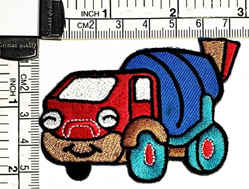 Kleenplus 3 adet. Kırmızı beton kamyonu Beton Mikseri Karikatür Moda Yama Etiket Zanaat Yamalar DIY Aplike İşlemeli