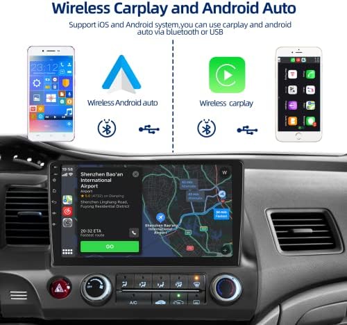Honda Civic 2006-2011 için Podofo Kablosuz Carplay araba android müzik seti Destek Kablosuz Android Oto Ses ile WiFi