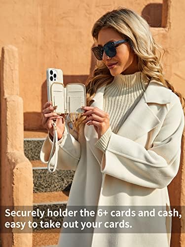 iPhone 14 Pro 6.1 inç için ZVE Cüzdan Kılıfı, Manyetik Kablosuz Şarjlı Magsafe Fermuarlı Deri RFID Engelleme Kartları
