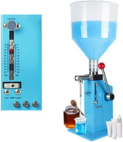 Manuel Macun Sıvı Dolum Makinesi, 5-50ml Dolum Makinesi,Şeffaf Hazneli Ayarlanabilir Şişe Dolum Makinesi, Sıvı Macun