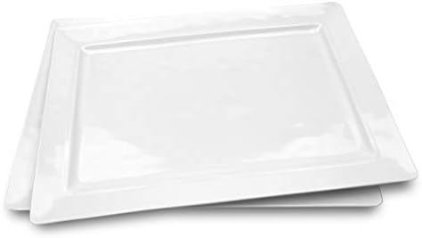 Melamin Servis Tepsisi - 2 Parça 15.875 x 10.875 %100 Melamin Dikdörtgen Tabak,Beyaz Renk / Kırılmaz ve Talaşlara