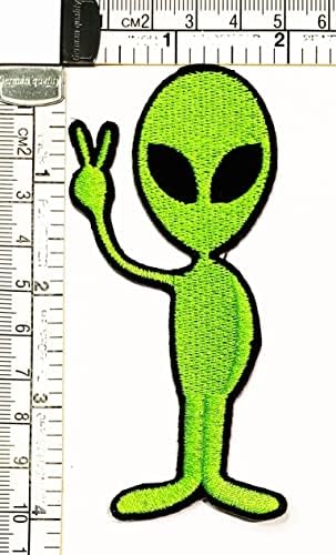 Kleenplus 3 Adet. Yeşil Sevimli Alien Demir on Yamalar Karikatür Çocuk Moda Stil İşlemeli Motif Aplike Dekorasyon