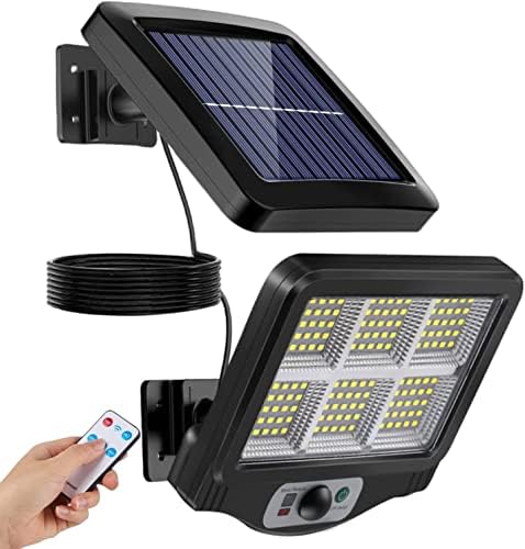 【3 Paket】 Güneş dış mekan ışıkları Hareket sensörü, Uzaktan kumandalı 450 Parlak LED kablolu güvenlik güneş enerjili