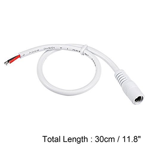 uxcell 30cm Plastik Dişi DC Güç Pigtail Kablo Konektörü 18AWG 10A CCTV Güvenlik Kamera için 2. 1x5. 5mm Beyaz