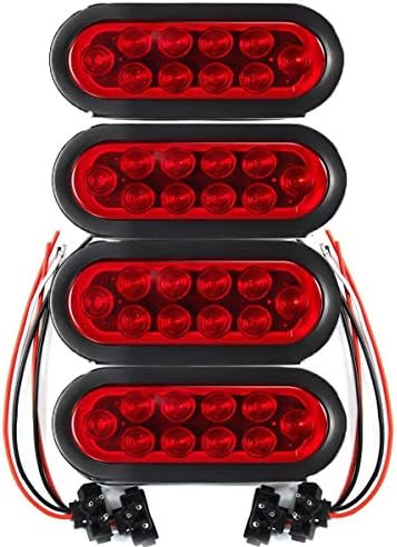 Partsam 4 adet Römork Kamyon LED Mühürlü kırmızı 6 Oval Dur / Dönüş / park lambaları Gömme Montaj Su Geçirmez Dahil