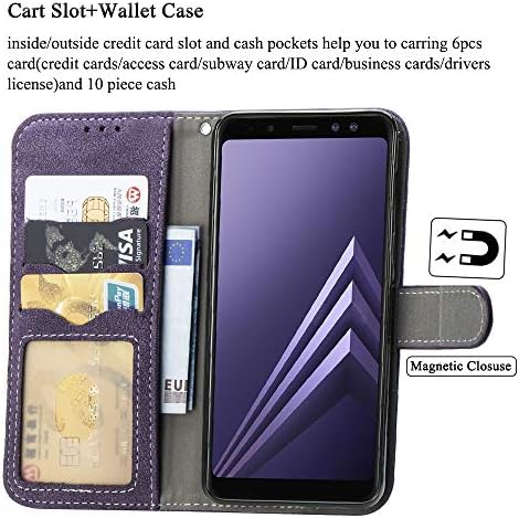 Asuwish Galaxy A8 Artı 2018 Cüzdan Kılıf, Deri Telefon Kılıfları ile Kredi kartı tutucu Yuvası Kickstand Standı Flip