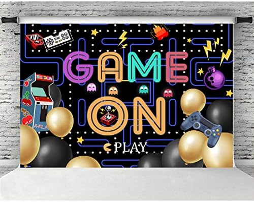 Lofaris oyun zemin üzerinde video oyunu erkek doğum günü fotoğraf arka plan renkli ışıklar parti malzemeleri çocuklar