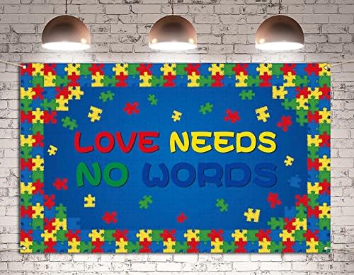 Aşk İhtiyacı Yok Kelimeler Zemin Afiş Otizm Farkındalık Puzzle Parçası Nisan Fotoğraf Arka Plan Duvar Asılı Dekorasyon