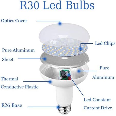 YMZM Kısılabilir BR30 LED Ampul,1320 Lümen 12W (100W Eşdeğer Halojen Lamba), 5000K (Gün ışığı Beyazı), Kısılabilir