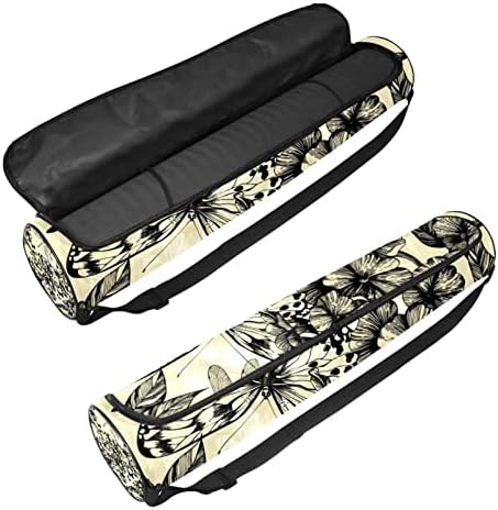 Yoga Mat Çantası, Çiçeklenme Floksa Kelebekler ve Yusufçuklar Egzersiz Yoga matı Taşıyıcı Tam Zip Yoga Mat Taşıma