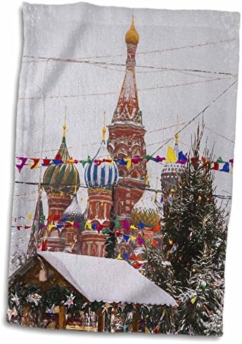 3dRose Moskova Dijital Fotoğraf Sanatı - Noel arifesinde Dekore Edilmiş Kızıl Meydan-Havlular (twl-273303-3)