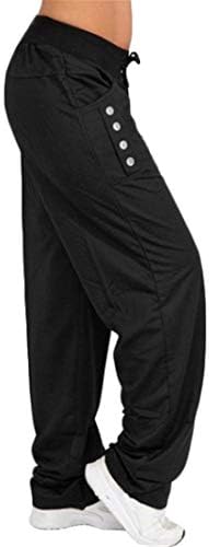 Andongnywell kadın Düz Pantolon Rahat Pantolon Saf Renk Gevşek spor pantolonları Düz Renk Pantolon