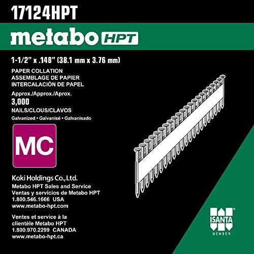 Metabo HPT Kayış Tite Çivi / 1-1 / 2 inç. x.148 / Elektro Galvanizli / Pürüzsüz Şaft / ısıl İşlem görmüş Çelik / 3.000