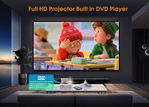 FANGOR Projektör, DVD Oynatıcılı 10000L HD 1080P Bluetooth Projektör, Oyun için Taşınabilir Ev Sineması ve Dış Mekan