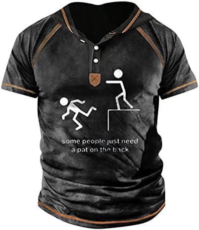 Erkek Baskılı T Shirt Açık Sokak Kısa Kollu Üstleri Kapşonlu Düğme Tees Bluz Slim Fit Rahat Gömlek